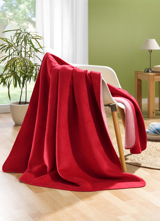 Decken - Wohndecke mit Festonstich-Einfassung, in Farbe ROT Ansicht 1