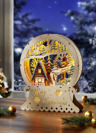 Beleuchtete Holzdekoration