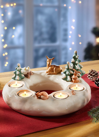 Weihnachtliche Dekorationen - Handgefertigter Adventskranz aus dem Hause Goebel, in Farbe BUNT