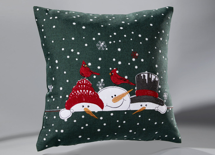 Tischdecken - Zauberhafte Tisch- und Raumdekoration mit Schneemann-Motiven, in Größe 135 (Deckchen, 60/ 60 cm) bis 404 (Kissenbezug, 40/ 40 cm), in Farbe GRÜN Ansicht 5
