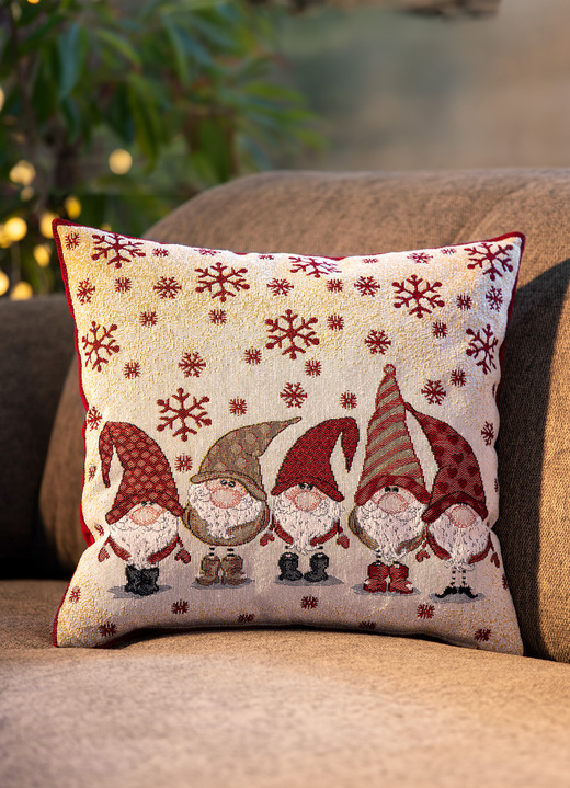 Dekokissen & Hüllen - Gobelin-Kissenbezug mit Wichtel-Motiven, in Farbe BUNT Ansicht 2