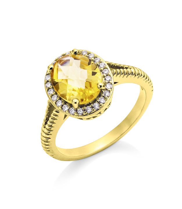 Ringe - Damenring mit echt Citrin und synthetische Zirkonia Ansicht 2 Ringe - Damenring mit echt Citrin und synthetische Zirkonia, in Größe 160 bis 220, in Farbe  Ansicht 2