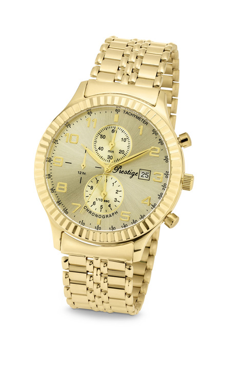 - Prestige-Quartz-Chronograph mit Gehäuse und Band aus Gold 585/- fein, in Farbe  Ansicht 2