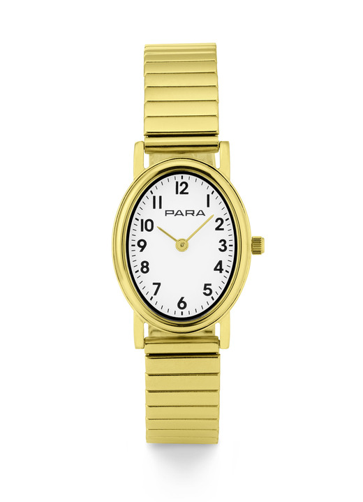Quartzuhren - Para-Quartz-Damenuhr mit Edelstahlgehäuse, in Farbe , in Ausführung Edelstahl, vergoldet Ansicht 2