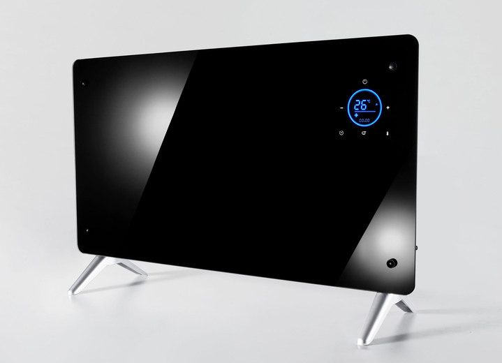 Wohlbefinden - Ultraflaches Glas-Heizpanel mit LED-Display, in Farbe SCHWARZ Ansicht 2