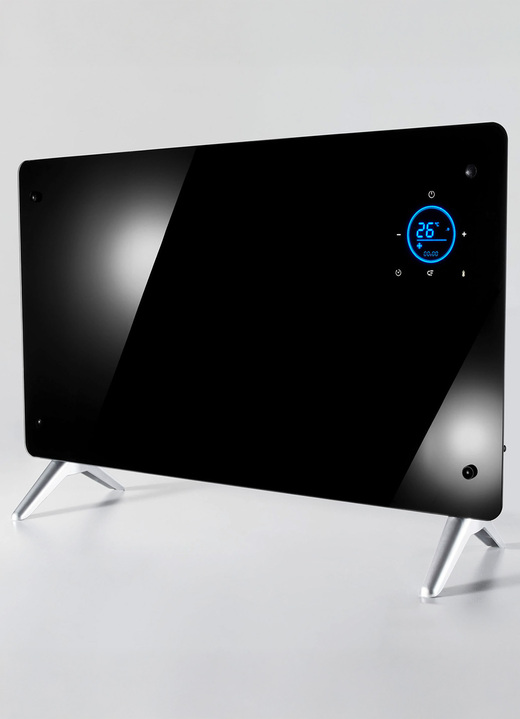 Wohlbefinden - Ultraflaches Glas-Heizpanel mit LED-Display, in Farbe SCHWARZ Ansicht 1