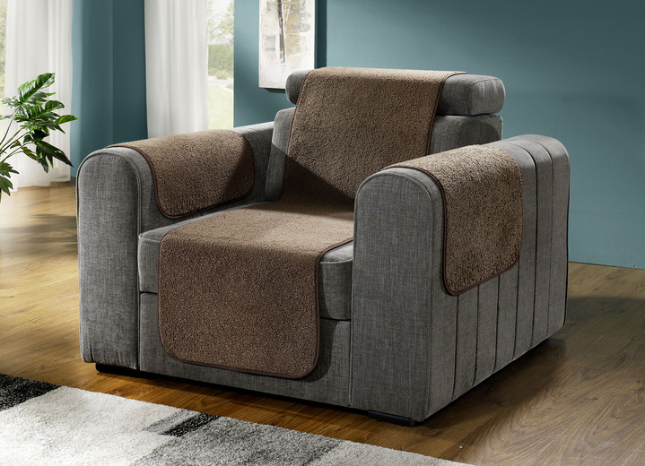 Sessel- & Sofaüberwürfe - Flauschige Sessel-, Couch- und Armlehnenschoner, in Größe 101 (Sesselschoner, 50x150 cm) bis 865 (2x Armlehnenschoner, 50x 70 cm), in Farbe BEIGE Ansicht 4