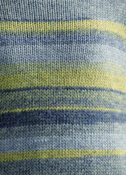 Langarm - Pullover mit Schurwolle, in Größe L(44/46) bis XS(32/34), in Farbe BLAU-GELB-MULTICOLOR Ansicht 2