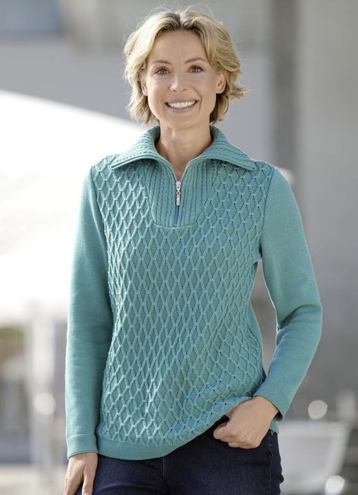 Pullover - Pullover mit aufwendiger Struktur Pullover - Pullover mit aufwendiger Struktur, in Größe 038 bis 054, in Farbe MINT