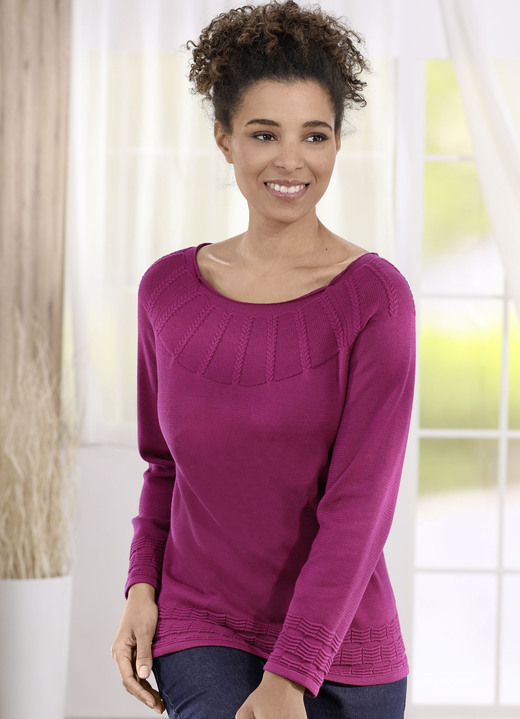Pullover & Strickmode - Pullover in Strukturmix Ansicht 2 Pullover & Strickmode - Pullover in Strukturmix, in Größe 036 bis 052, in Farbe PETROL Ansicht 2