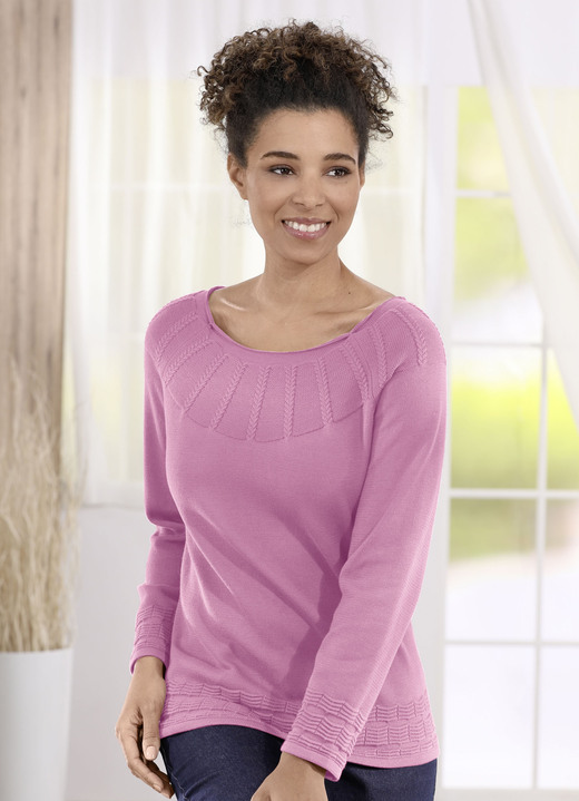 Pullover & Strickmode - Pullover in Strukturmix Ansicht 3 Pullover & Strickmode - Pullover in Strukturmix, in Größe 036 bis 052, in Farbe PETROL Ansicht 3