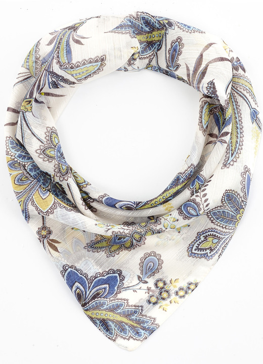 - Nickituch mit Floraldessin, in Farbe CREME-TÜRKIS Ansicht 1