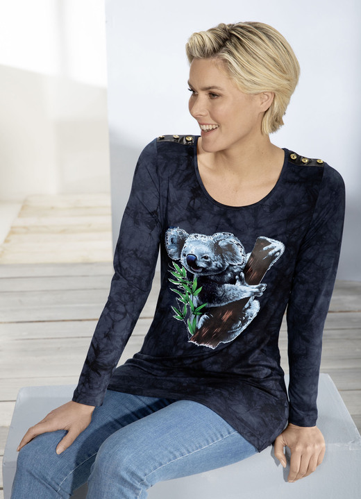 Shirts - Longshirt mit Motiv-Inkjet-Druck in 2 Farben, in Größe 038 bis 056, in Farbe ANTHRAZIT BATIK Ansicht 1