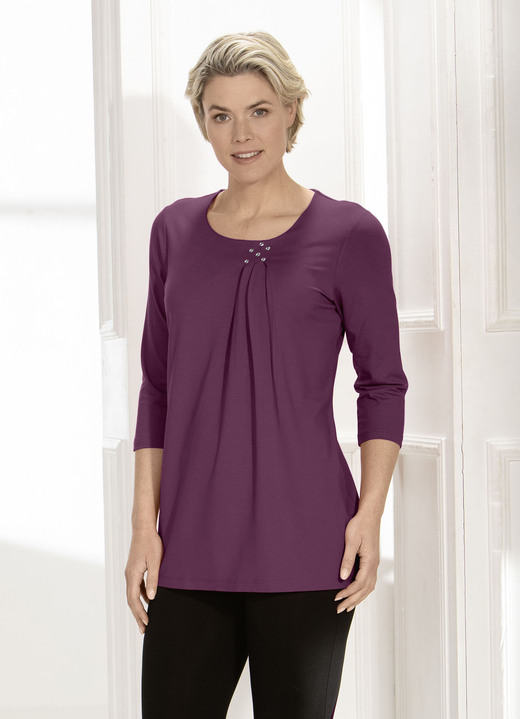 Shirts - Longshirt in legerer Form in 2 Farben, in Größe 036 bis 042, in Farbe AUBERGINE Ansicht 1