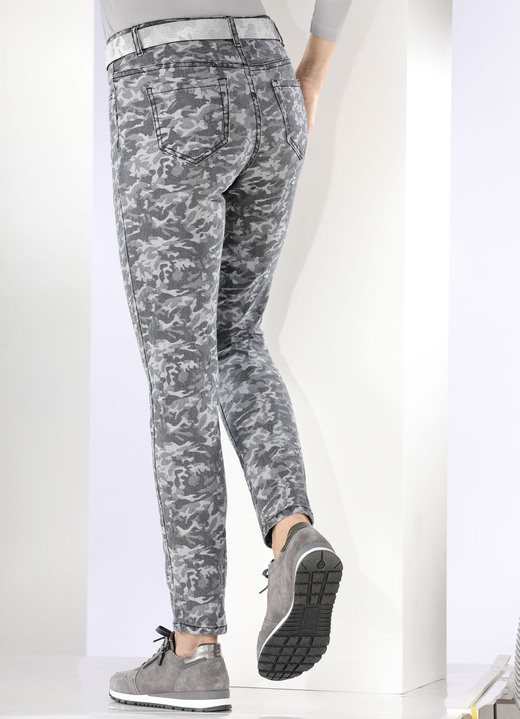 Hosen - Jeans mit Camouflage-Dessinierung, in Größe 017 bis 050, in Farbe BLAU-HELLBLAU Ansicht 8