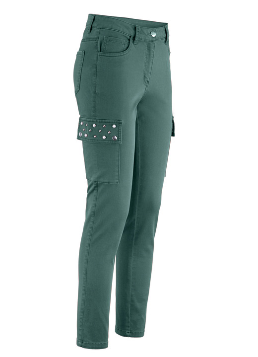 Hosen - Cargohose in 5-Pocket-Form, in Größe 017 bis 050, in Farbe FLASCHENGRÜN Ansicht 1