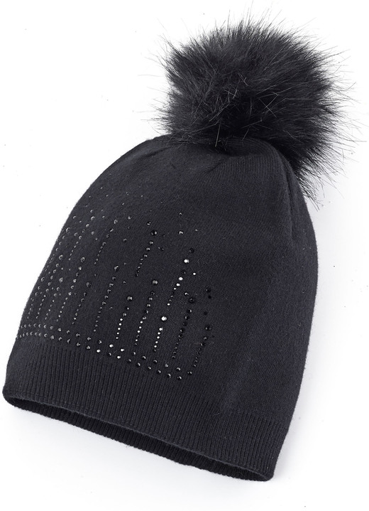 - Mütze mit dezenten Glitzersteinchen, in Farbe SCHWARZ Ansicht 1