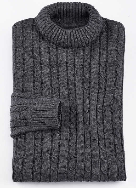 Uni - Rollkragenpullover in 5 Farben Ansicht 4 Uni - Rollkragenpullover in 5 Farben, in Größe 046 bis 062, in Farbe GRAU Ansicht 4