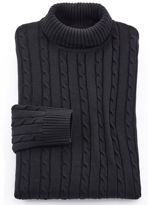 Uni - Rollkragenpullover in 5 Farben Ansicht 2 Uni - Rollkragenpullover in 5 Farben, in Größe 046 bis 062, in Farbe GRAU Ansicht 2