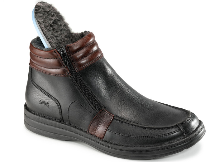 Stiefeletten - GINO GALANTE, gefütterte Herren-Boots, Winterschuhe, mit herausnehmbarem Fußbett Ansicht 2 Stiefeletten - GINO GALANTE, gefütterte Herren-Boots, Winterschuhe, mit herausnehmbarem Fußbett, in Größe 040 bis 047, in Farbe SCHWARZ-BURGUND Ansicht 2