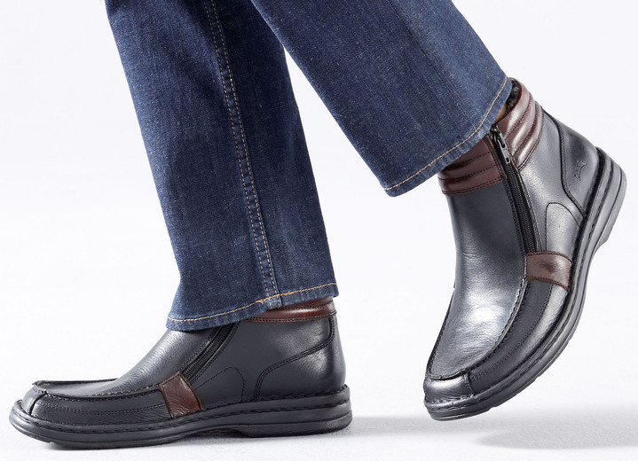 Stiefeletten - GINO GALANTE, gefütterte Herren-Boots, Winterschuhe, mit herausnehmbarem Fußbett Ansicht 3 Stiefeletten - GINO GALANTE, gefütterte Herren-Boots, Winterschuhe, mit herausnehmbarem Fußbett, in Größe 040 bis 047, in Farbe SCHWARZ-BURGUND Ansicht 3