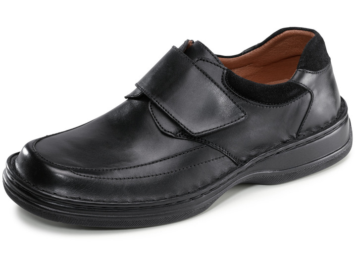 Slipper & Schnürschuhe - GINO GALANTE Slipper mit Klettspange, in Größe 039 bis 046, in Farbe SCHWARZ