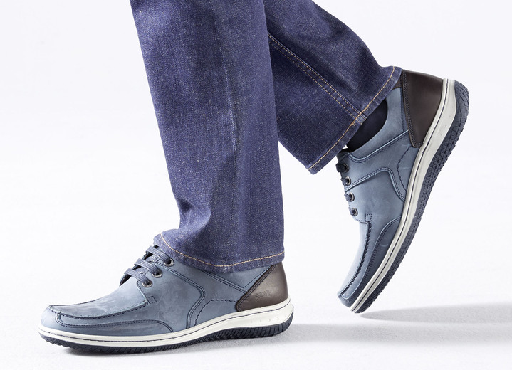 - Schnürschuhe mit Kontrast-Besätzen, in Größe 040 bis 045, in Farbe BLAU-BRAUN Ansicht 3