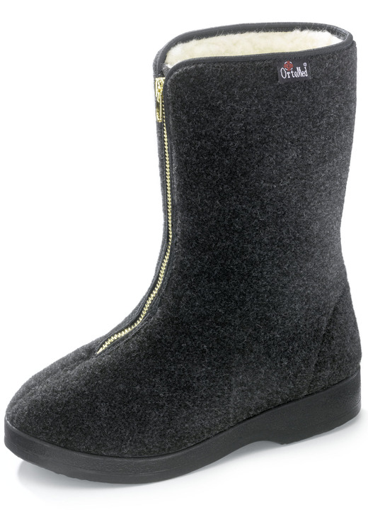 Hausschuhe - Warme Damen-Hausschuhe, Weite H, mit Reißverschluss, in Größe 036 bis 042, in Farbe BORDEAUX Ansicht 2