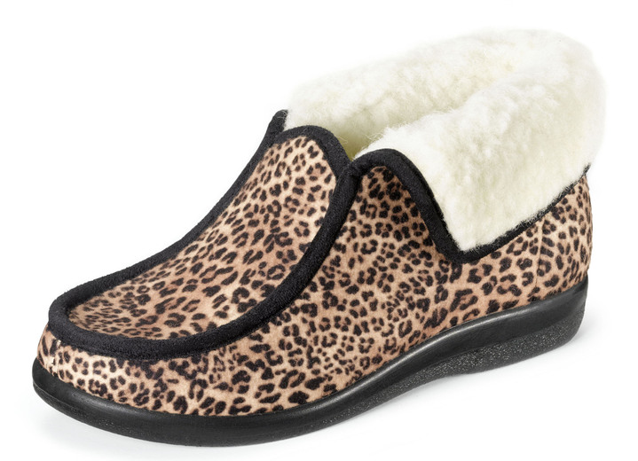 Hausschuhe - Warme Damen-Hausschuhe, Weite H, mit Wolle, in Größe 036 bis 042, in Farbe MARINE Ansicht 2