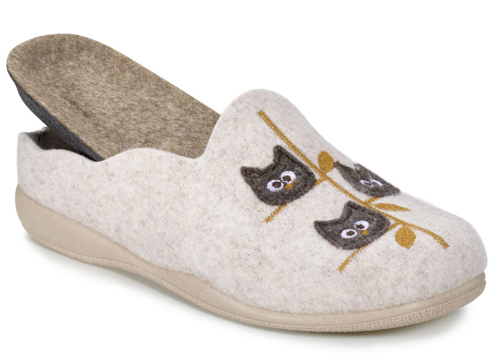 - Laurina Pantoffel mit Applikation und Stickerei, in Größe 036 bis 042, in Farbe BEIGE Ansicht 2