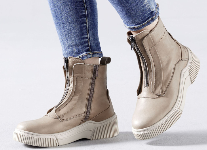 - Libelle Bootie aus Nappaleder mit Zier-Reißverschluss, in Größe 036 bis 042, in Farbe TAUPE Ansicht 3