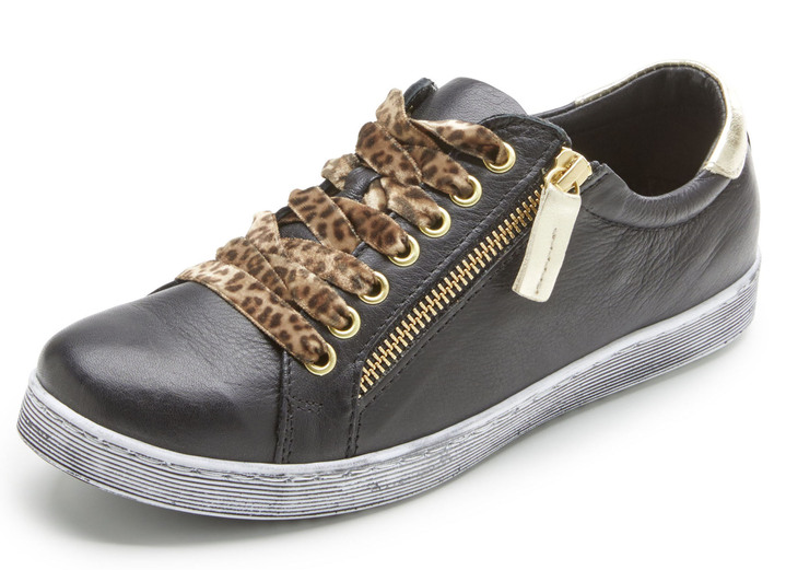 - Andrea Conti Sneaker mit pfiffiger Kontrast-Schnürung, in Größe 036 bis 042, in Farbe SCHWARZ-GOLD Ansicht 1