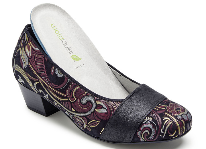 Pumps & Ballerina - Waldläufer, bequeme Damen-Pumps, Weite K, mit herausnehmbarem Fußbett, in Größe 3 1/2 bis 8, in Farbe SCHWARZ-BUNT Ansicht 2