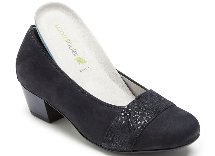 Pumps & Ballerina - Waldläufer, bequeme Damen-Pumps, Weite K, mit herausnehmbarem Fußbett, in Größe 3 1/2 bis 8, in Farbe SCHWARZ Ansicht 2
