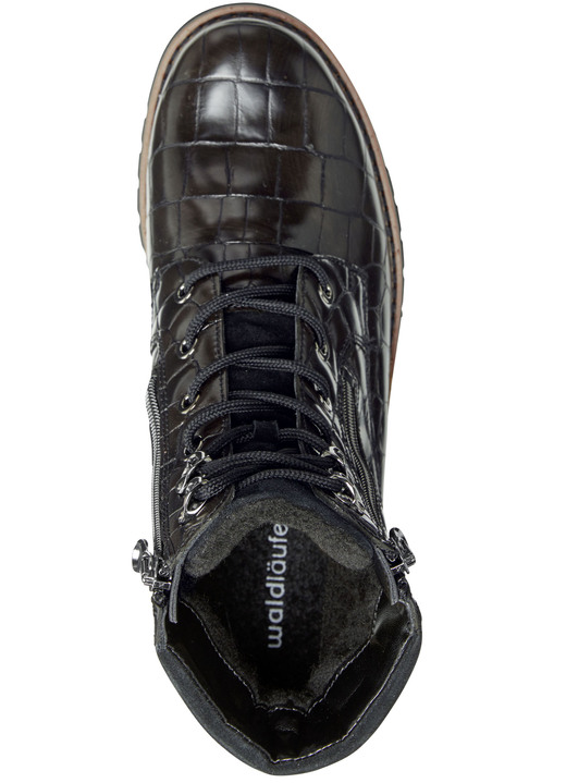 - Waldläufer Stiefelette aus krokogeprägtem Nappaleder, in Größe 3 1/2 bis 8, in Farbe SCHWARZ Ansicht 4