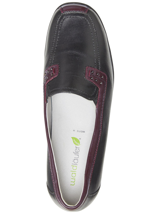 Slipper & Schnürschuhe - Waldläufer, bequeme Damen-Slipper, Weite H, mit herausnehmbarem Fußbett Ansicht 7 Slipper & Schnürschuhe - Waldläufer, bequeme Damen-Slipper, Weite H, mit herausnehmbarem Fußbett, in Größe 3 1/2 bis 8, in Farbe MARINE-COGNAC Ansicht 7