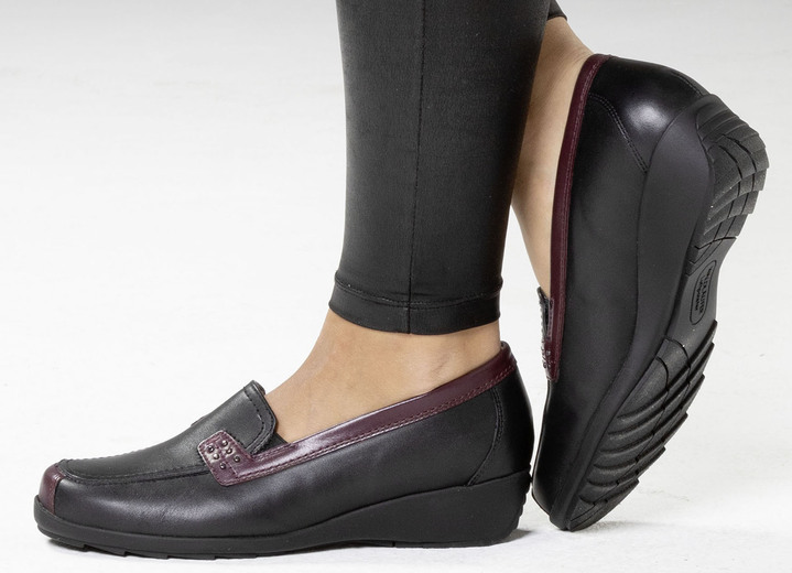 Slipper & Schnürschuhe - Waldläufer, bequeme Damen-Slipper, Weite H, mit herausnehmbarem Fußbett Ansicht 9 Slipper & Schnürschuhe - Waldläufer, bequeme Damen-Slipper, Weite H, mit herausnehmbarem Fußbett, in Größe 3 1/2 bis 8, in Farbe MARINE-COGNAC Ansicht 9