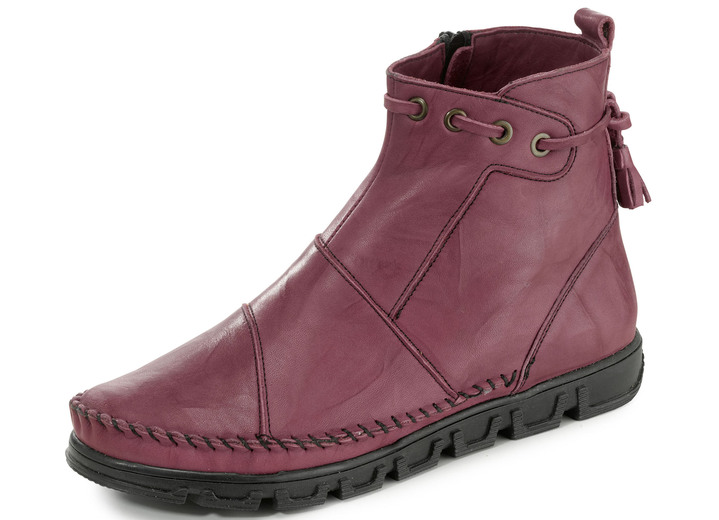 Stiefel & Stiefeletten - Gemini Mokassin-Stiefelette aus Rind-Nappaleder mit Knitter-Struktur, in Größe 036 bis 042, in Farbe GELB Ansicht 6