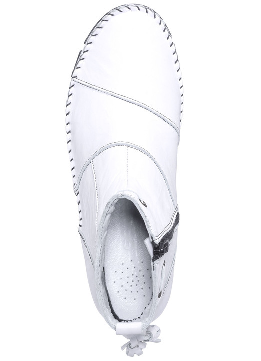 Stiefel & Stiefeletten - Gemini Mokassin-Stiefelette aus Rind-Nappaleder mit Knitter-Struktur, in Größe 036 bis 042, in Farbe WEISS Ansicht 3