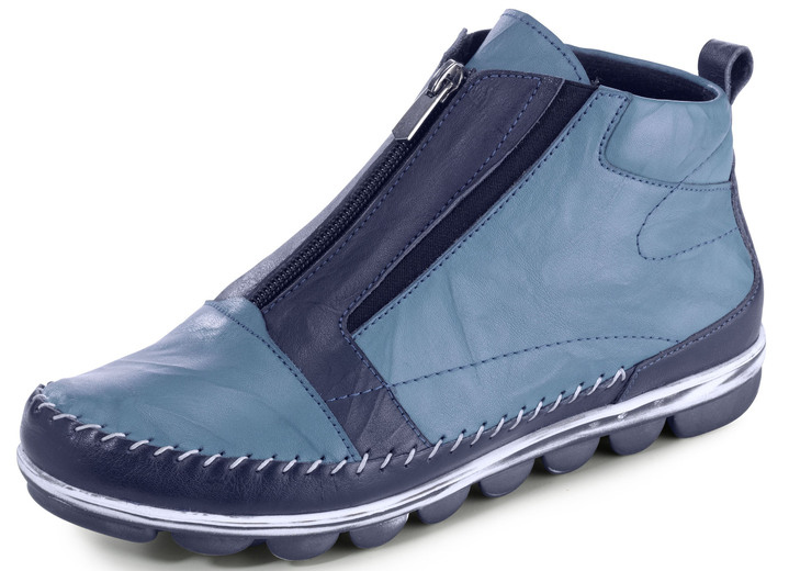 - Gemini Mokassin-Bootie mit Knitter-Struktur, in Größe 036 bis 042, in Farbe BLAU Ansicht 1