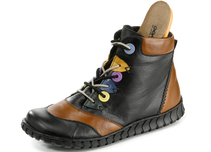 - Gemini Schnür-Bootie mit pfiffigen Besätzen, in Größe 036 bis 042, in Farbe SCHWARZ-BUNT Ansicht 2