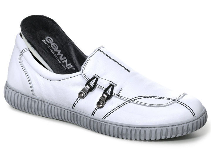 - Gemini Slipper aus Rind-Nappaleder mit Zierösen, in Größe 036 bis 042, in Farbe WEISS Ansicht 2