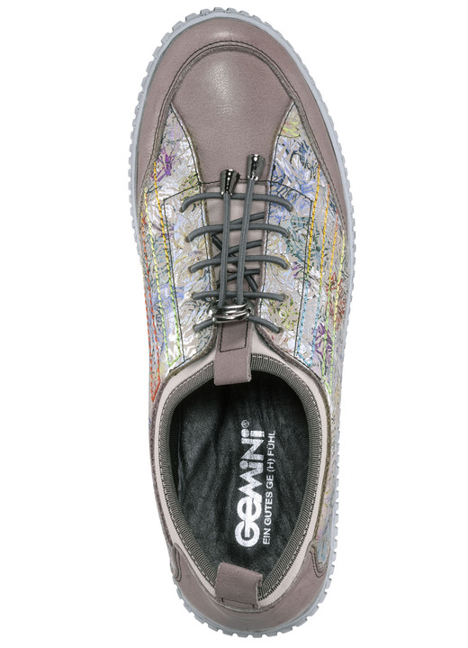 - Gemini Sneaker aus teilweise floral bedrucktem Rindleder, in Größe 036 bis 041, in Farbe TAUPE-BUNT Ansicht 4