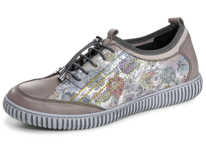 - Gemini Sneaker aus teilweise floral bedrucktem Rindleder, in Größe 036 bis 041, in Farbe TAUPE-BUNT Ansicht 1