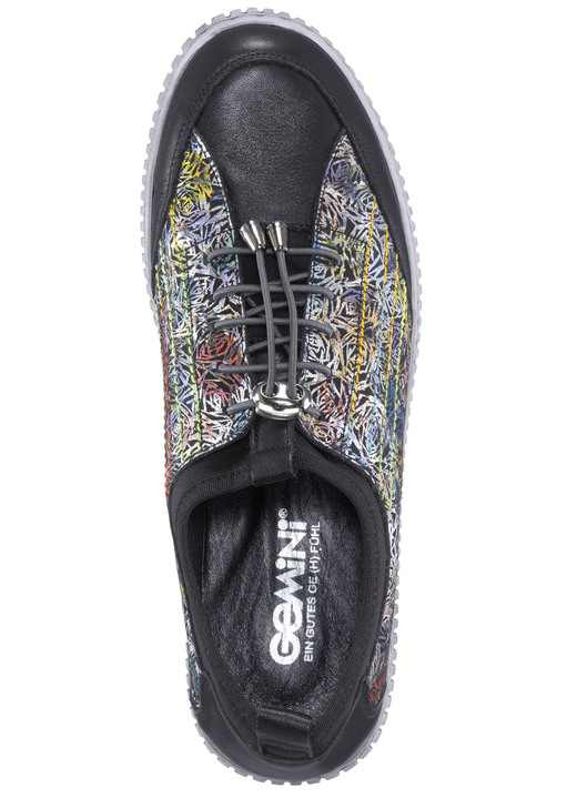 - Gemini Sneaker aus teilweise floral bedrucktem Rindleder, in Größe 036 bis 041, in Farbe SCHWARZ-BUNT Ansicht 3