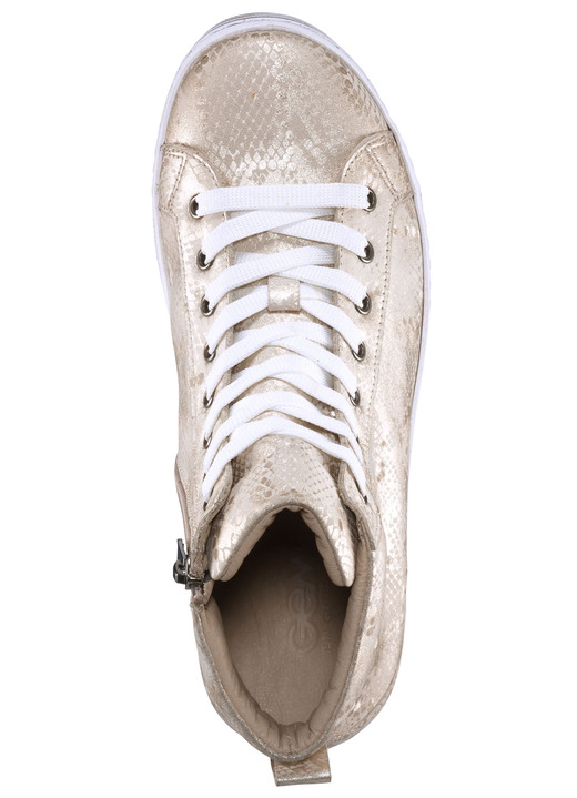 - Gemini Schnür-Booties aus geprägtem Rindleder mit Metallic-Schimmer Ansicht 3 - Gemini Schnür-Booties aus geprägtem Rindleder mit Metallic-Schimmer, in Größe 036 bis 042, in Farbe MATTGOLD Ansicht 3