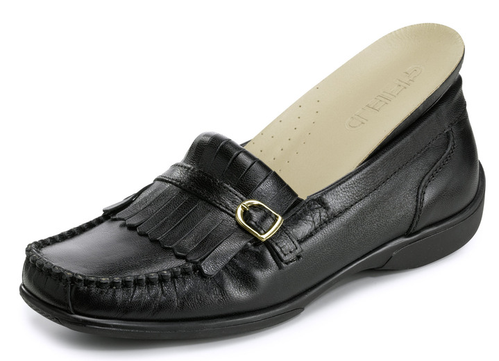 Damen - ELENA EDEN, klassische Damen-Slipper, Weite H, mit herausnehmbarem Lederfußbett, in Größe 036 bis 042, in Farbe DUNKELBEIGE Ansicht 9