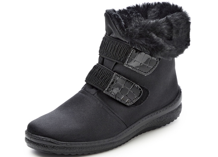 - Stiefelette mit Krokolack-Besatz, in Größe 036 bis 042, in Farbe SCHWARZ Ansicht 1
