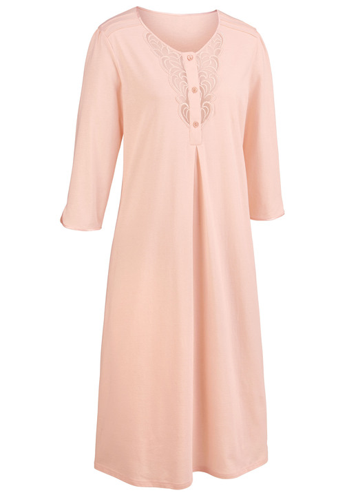 Nachthemden Langarm - Nachthemd, wadenlang mit Tüllstickereispitze, in Größe 038 bis 058, in Farbe GLETSCHER Ansicht 4