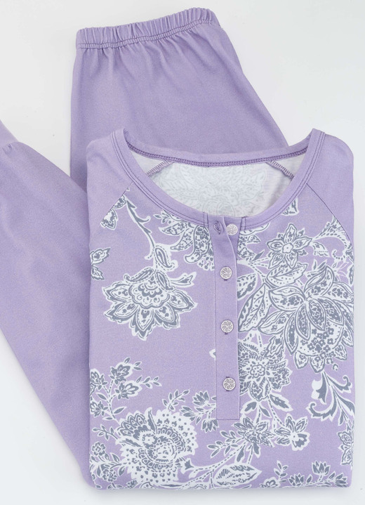 Schlafanzüge & Shortys - Schlafanzug, langarm mit Knopfleiste, in Größe 036 bis 058, in Farbe APRICOT-BUNT Ansicht 4